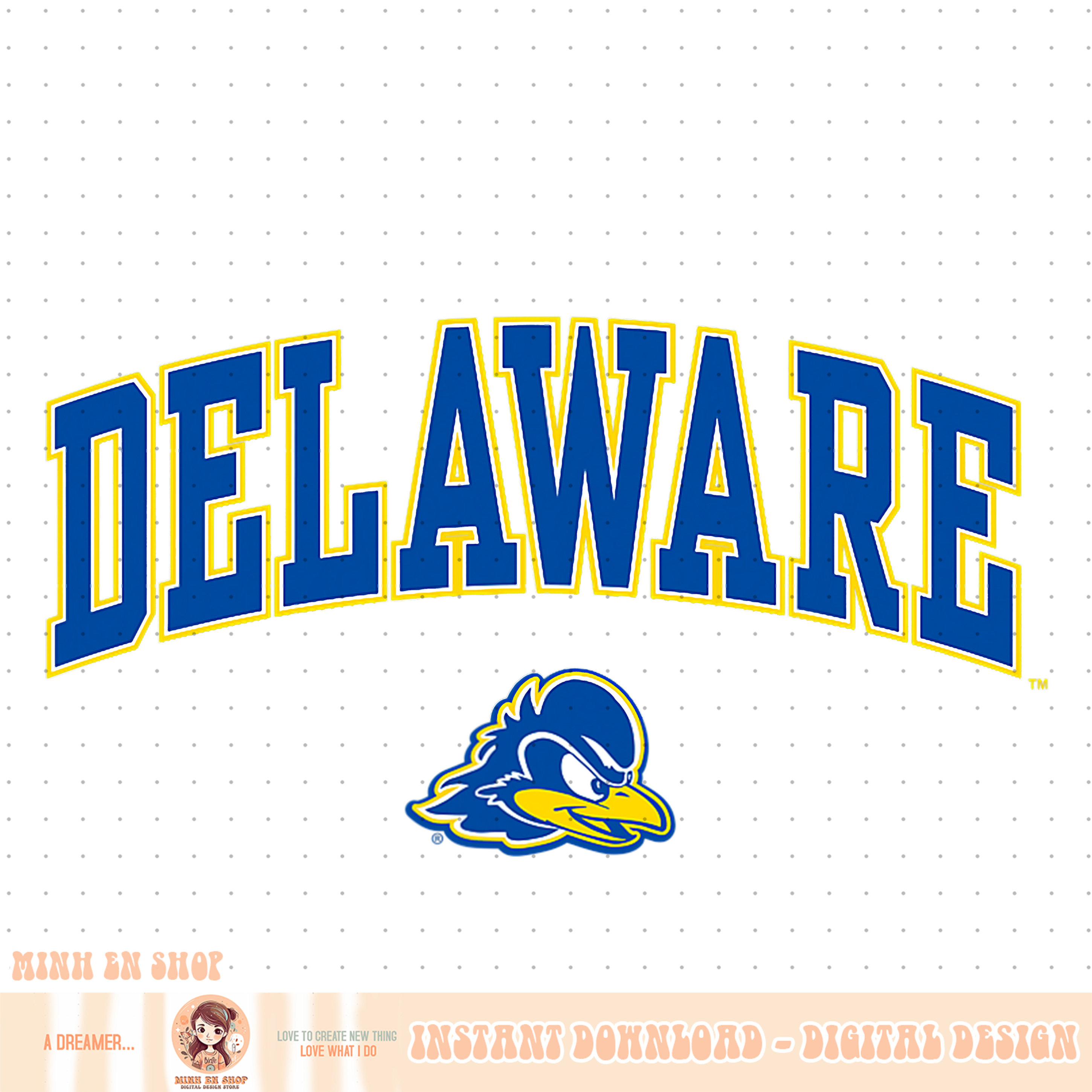 Delaware Fightin, Blue Hens Arch Over White PNG Download | Inspire Uplift