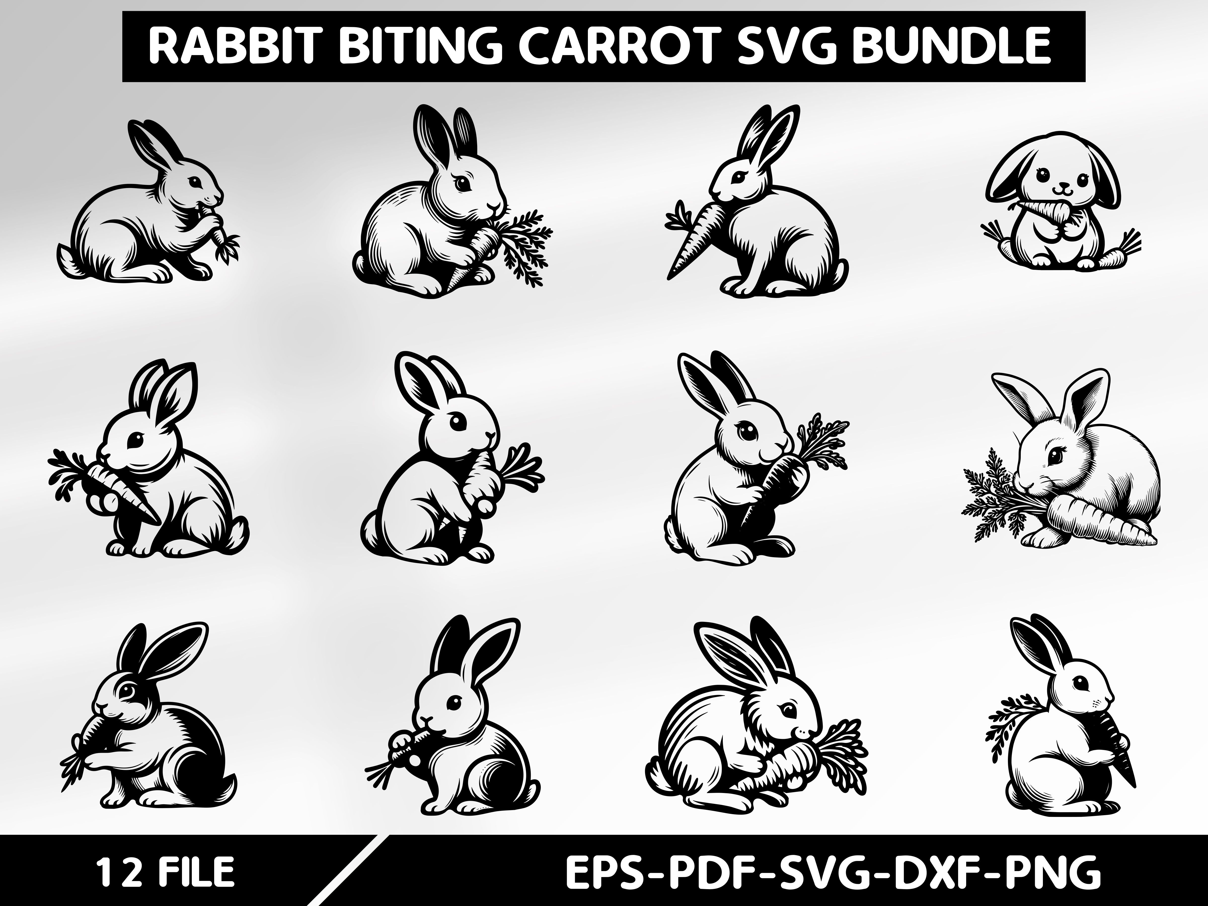Rabbit Biting carrot Svg Bundle | Inspire Uplift