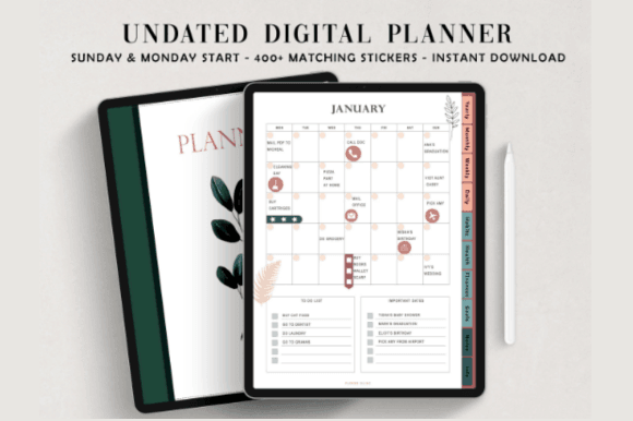 Deep Blue Undated Digital Planner 2025 2026 & Undated, Goodn | Inspire ...