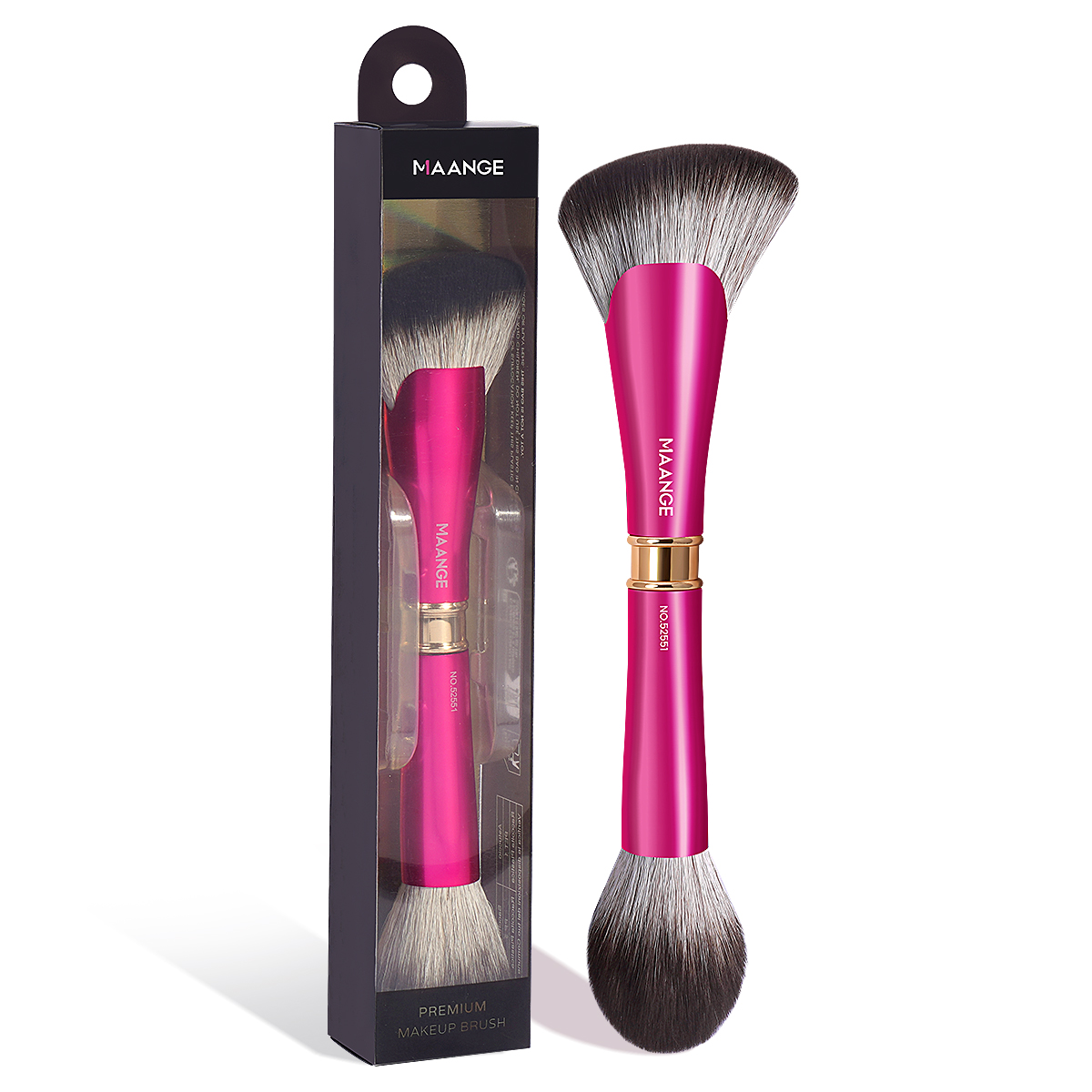 MAANGE Double-Head Fan Makeup Brush, Round Top Brush for Liquid, Cream, Powder, Blending, Ideal Mother's Day & Travel