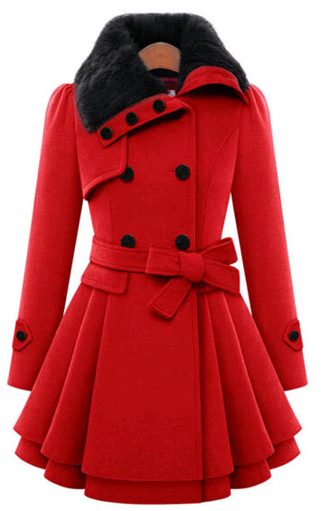 Women's Winter Wool Blend Trench Coat, Slim Long Padded Jacket, Double Breasted Sherpa Lined Coat, Cashmere Style