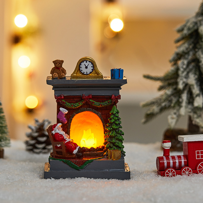 Santa Claus Snowman Hot Air Balloon Ornament, Christmas Decorations, Glowing LED Lights, Bedside Table Ornament