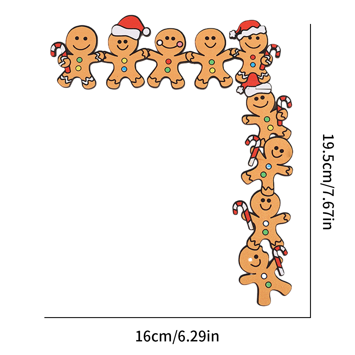 Christmas Door Gingerbread Man, Wooden Corner Decoration, Santa Hats and Cane, Festive Home Xmas Party Decor