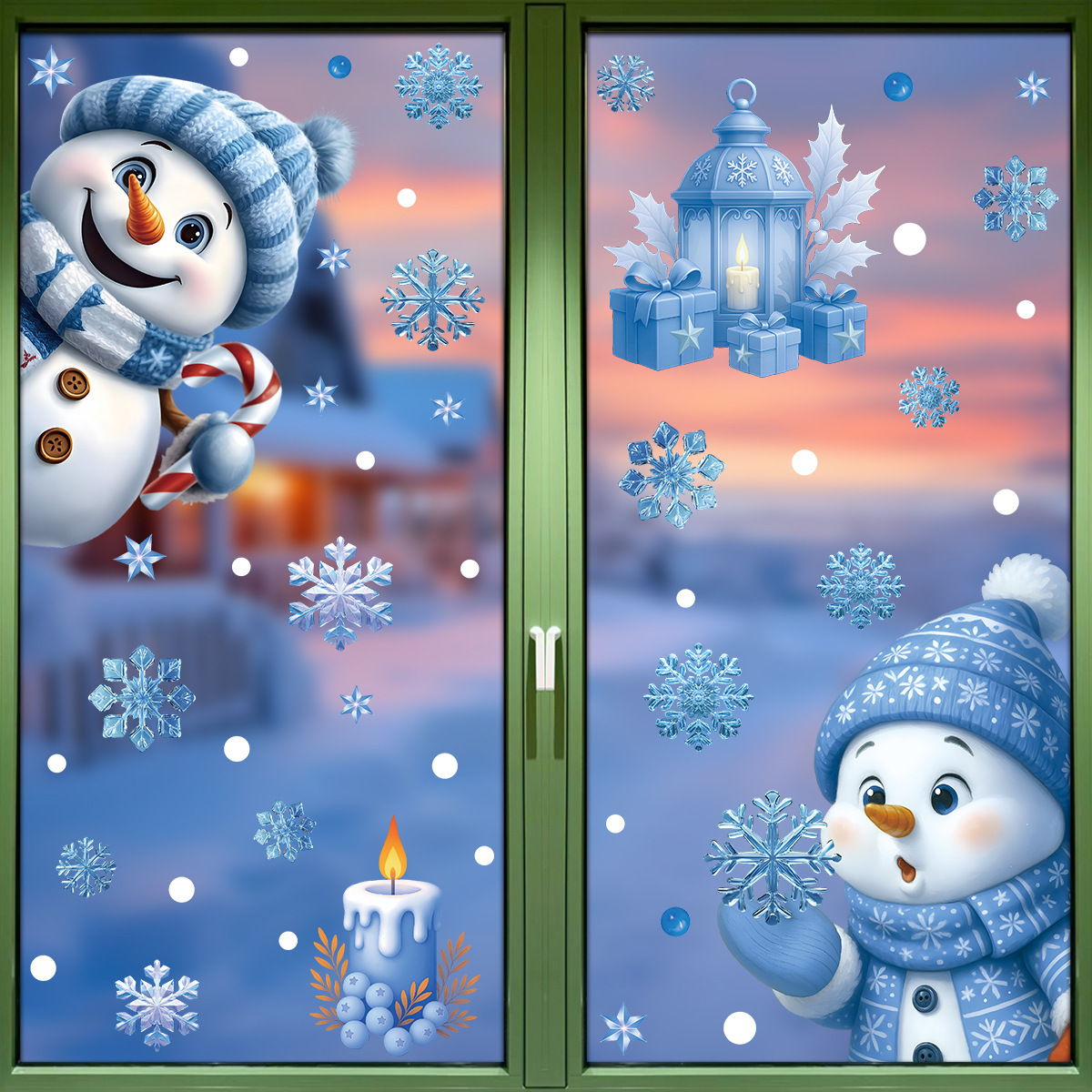 Christmas Window Stickers Snowman Santa Claus Winter Decor | Inspire Uplift