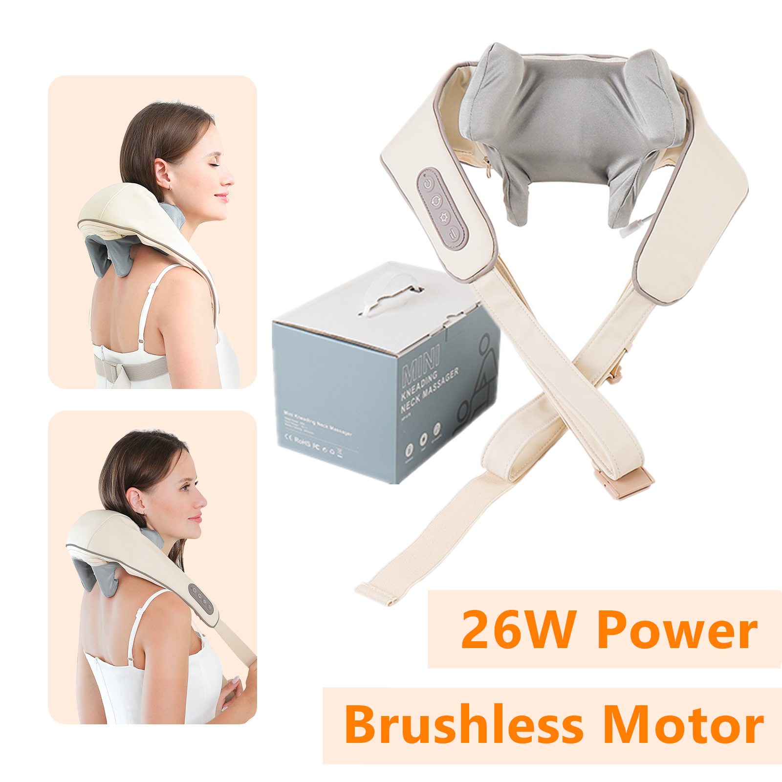 Neck and Shoulder Massager with Brushless Motor, Wireless Shoulder and Back Kneading Shawls