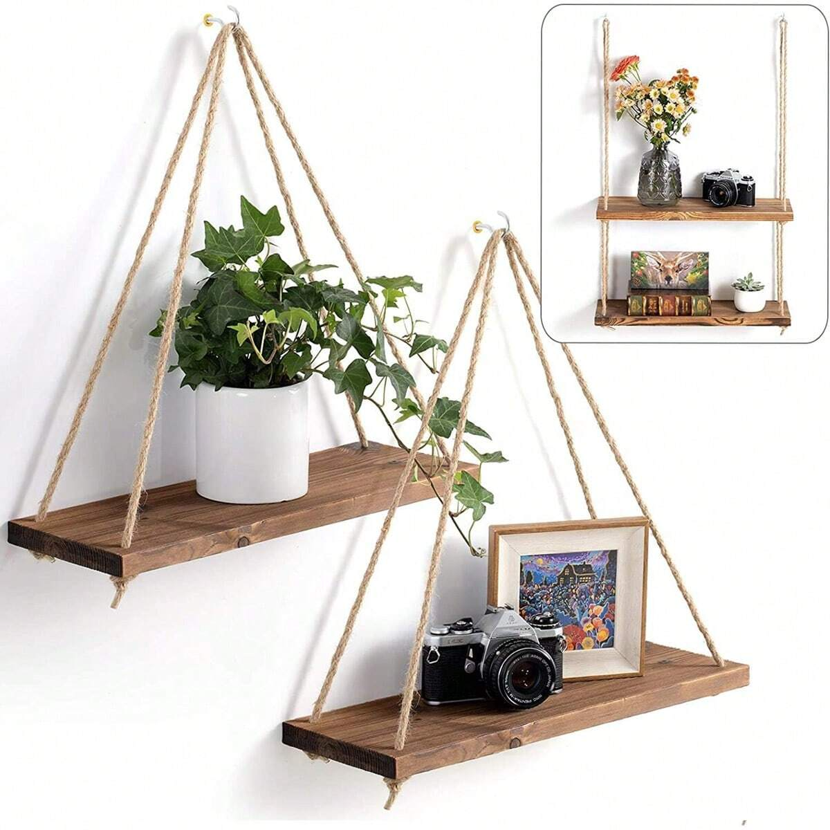 Hanging Wooden Storage Rack, Home Decoration | Inspire Uplift