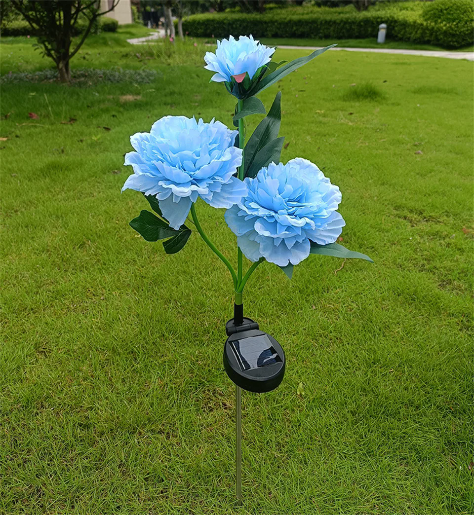 Pink Solar Garden Lights, Waterproof 3 Head Peony Flowers Lamps for Yard, Outdoor Pathway Christmas Lawn Decor