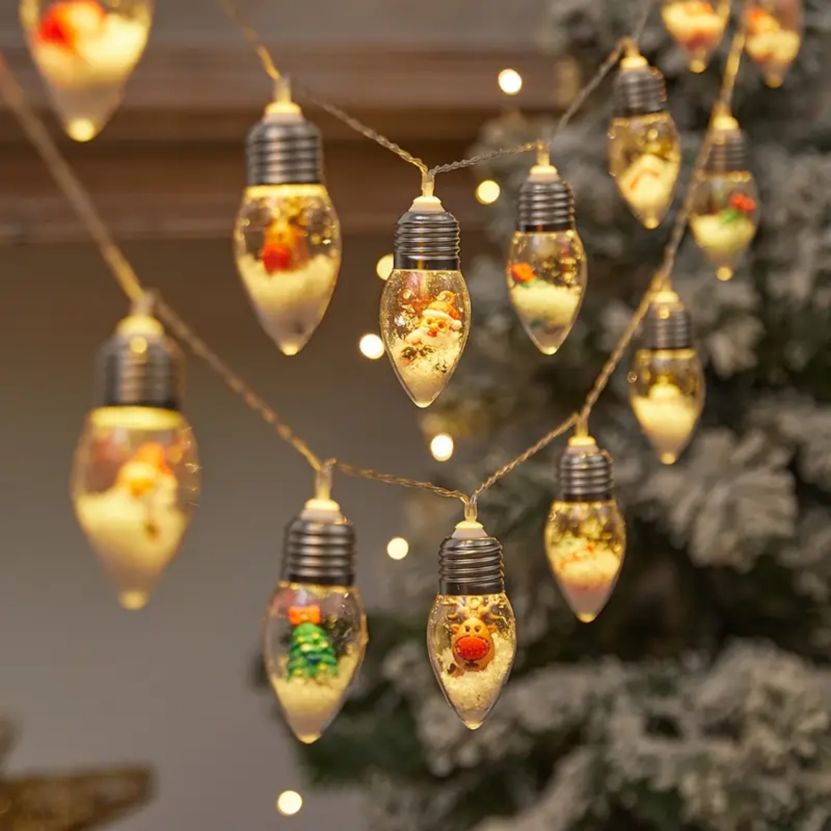 Led Snowball LED Christmas Snowball Clear Bulb String Lights, Santa Decor | Inspire ...