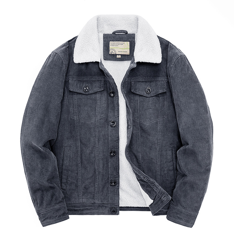Winter Men's Casual Windbreaker, Male Cotton Jackets Padded Warm, Loose Parka Coat Corduroy Short Jacket, Man Solid Zip