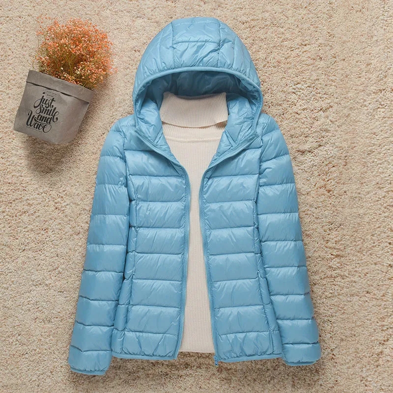 Lightweight Down Jacket Women's, Short Hooded Autumn Winter, Women's Clothing Down Coats, New Slim Fit Thin Genuine