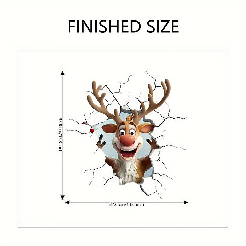 Christmas Wall Decal Santa Claus Reindeer Removable Vinyl Holiday Sticker