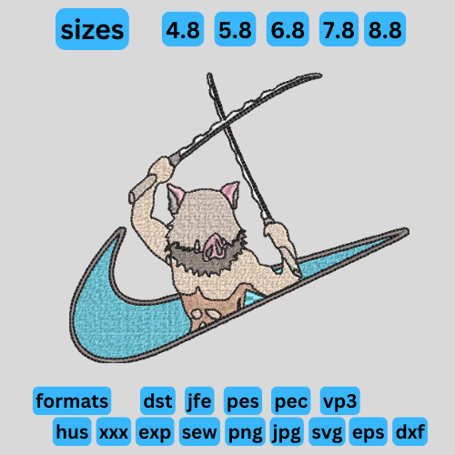demon slayer inosuke nike - Embroidery & Vector Art | Inspire Uplift