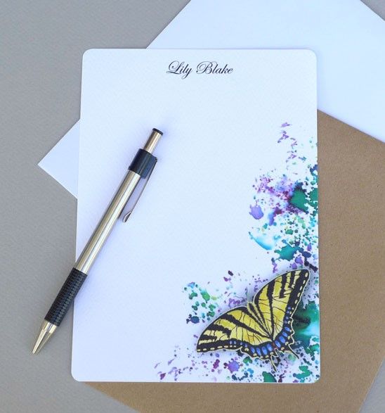 Swallowtail Butterfly, Personalized Flat Note Card Stationer | Inspire ...