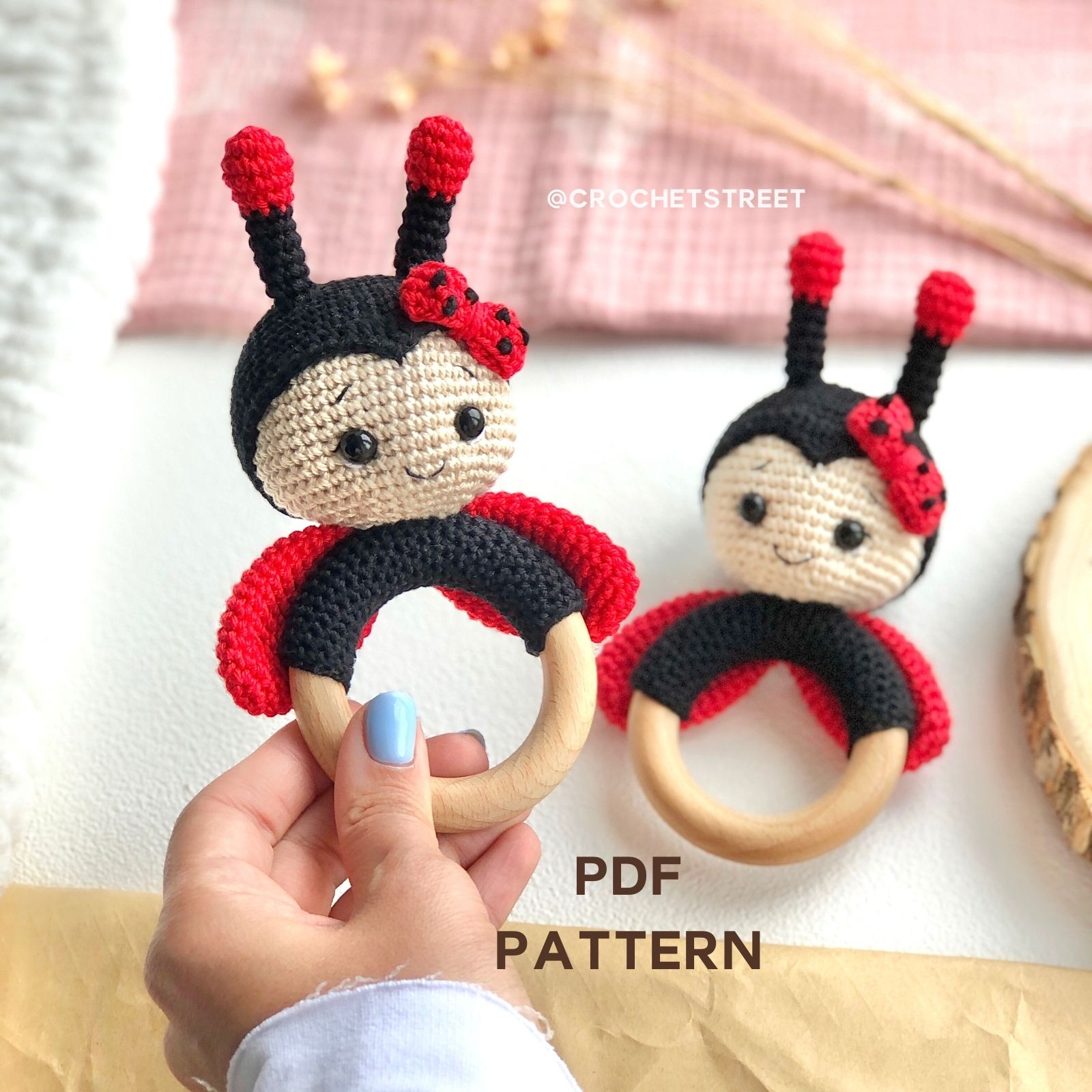 Newborn Toys Rattle Lady Bug CROCHET PATTERN, for Babies 6-1 | Inspire ...