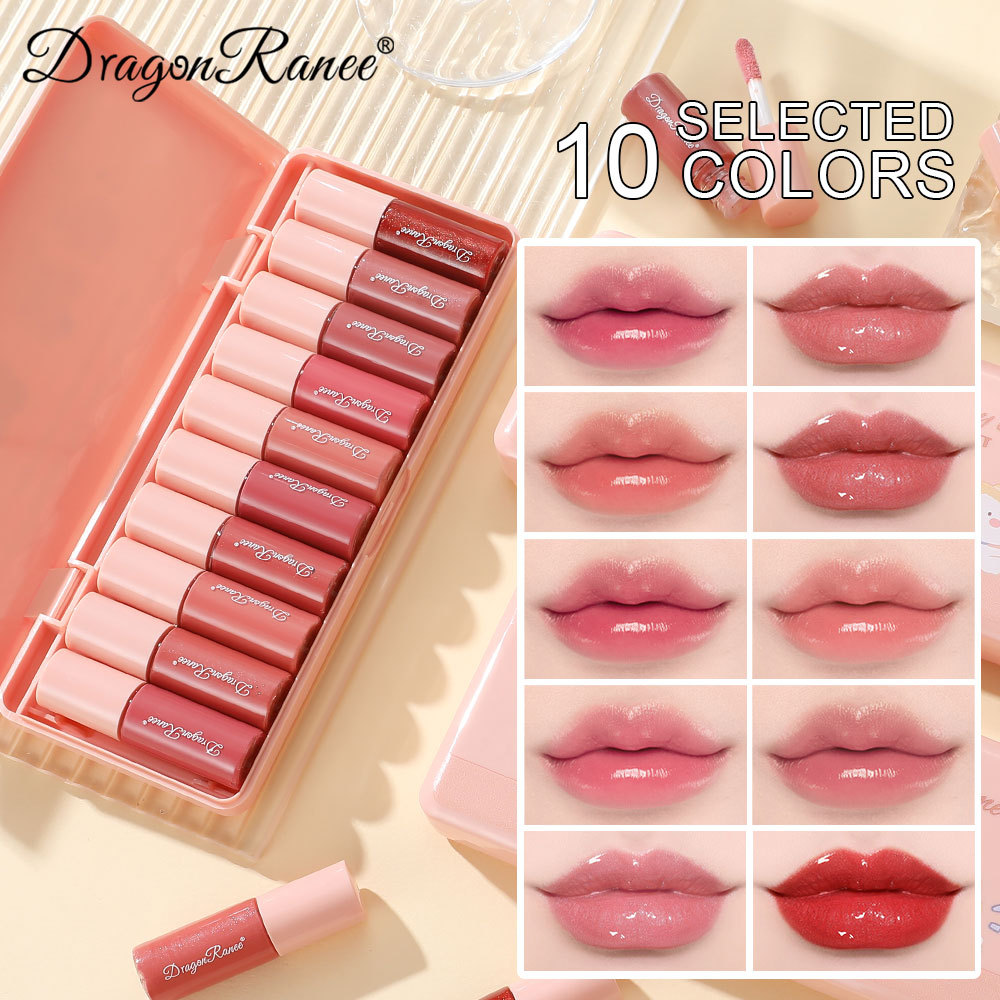 10 Colors Cartoon Waterproof Lip Glaze Set Moisturizing Glos