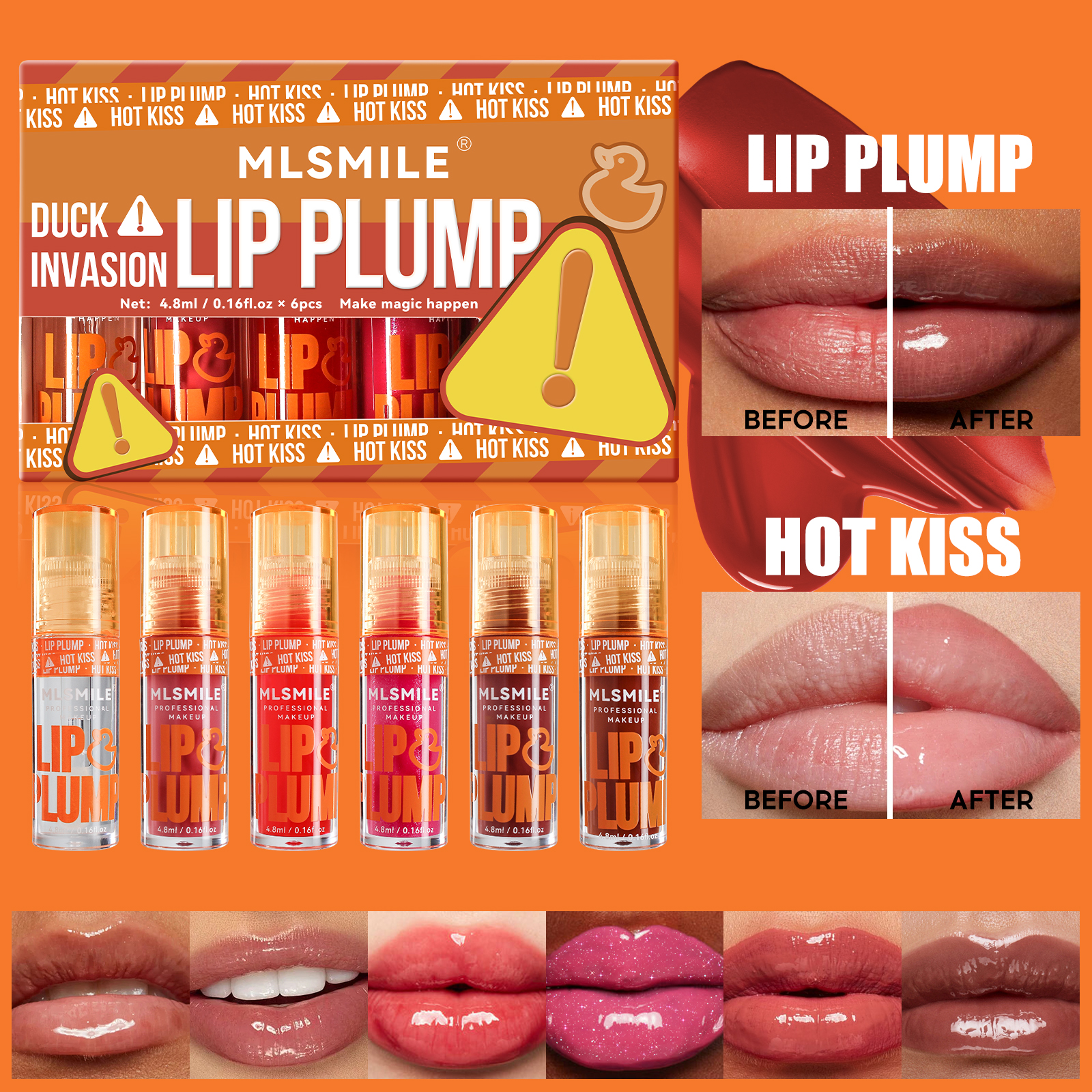 6pcs Lip Plump Gloss Set Pearl Mirror Moisturizing Red | Inspire