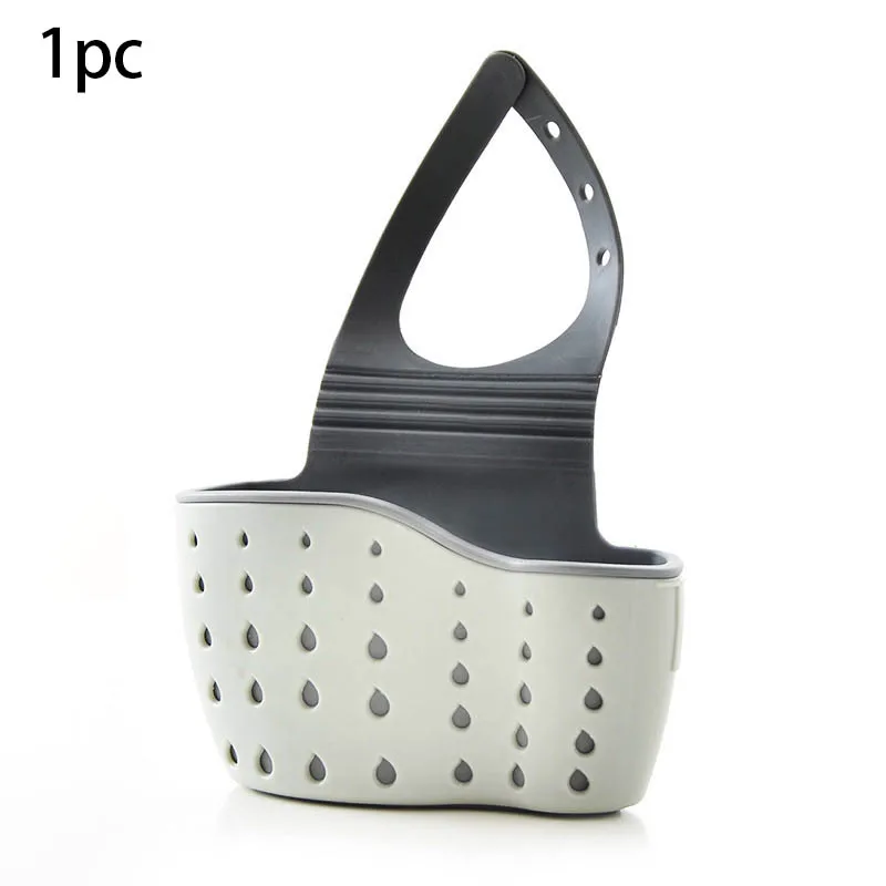 Adjustable Kitchen Sink Draining Hanging Basket, Soap Sponge Shelf, Faucet Holder, Rubber Sink Bag Accessory