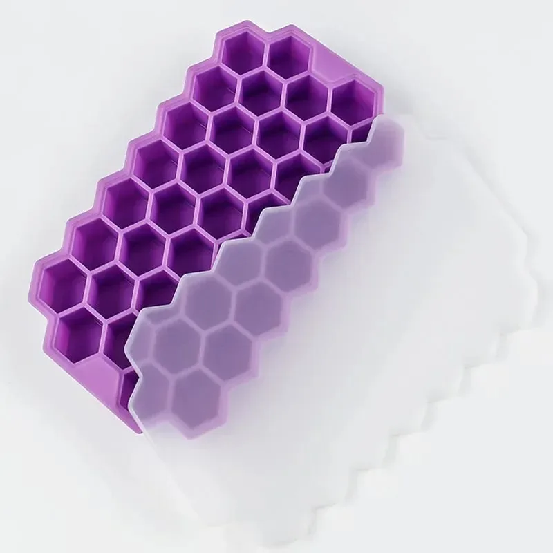 Ice Cube Mold, Reusable Silicone Ice Cube Mold, BPA Free Ice Cream Maker with Lids, DIY Popsicle Mold Ice Cube Trays