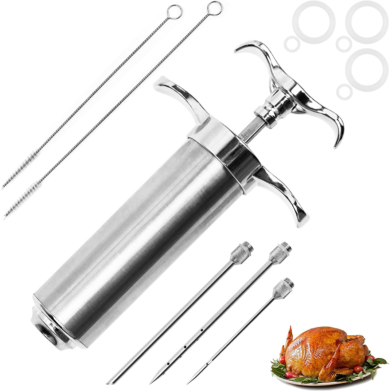 Stainless Steel Meat Injector Syringe Kit for BBQ, Kitchen U | Inspire ...