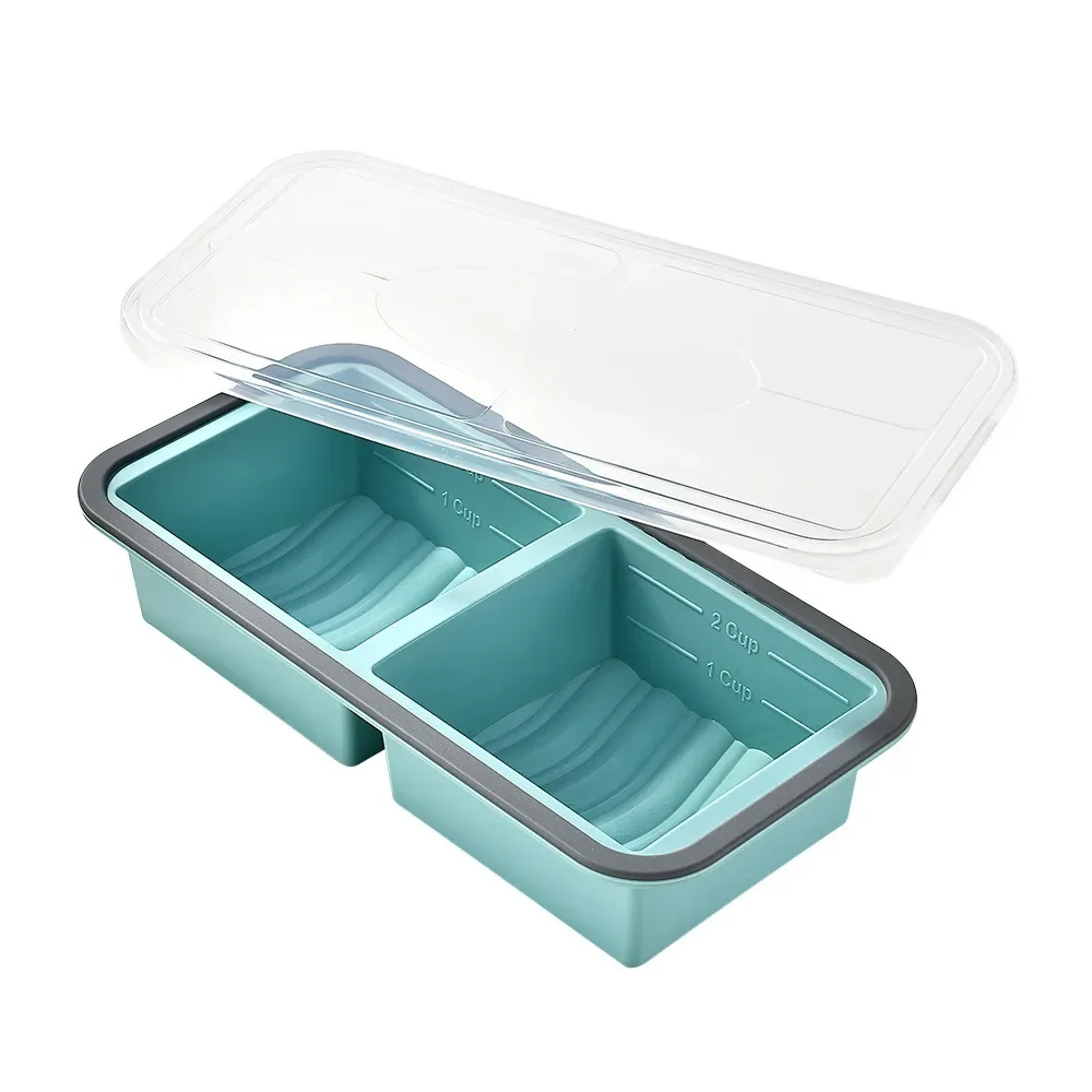 Silicone Freezer Tray with Lid for Meal Prep, Portion Freezing, Soup and Ice Cube Maker, Durable Silicon Freezing Trays