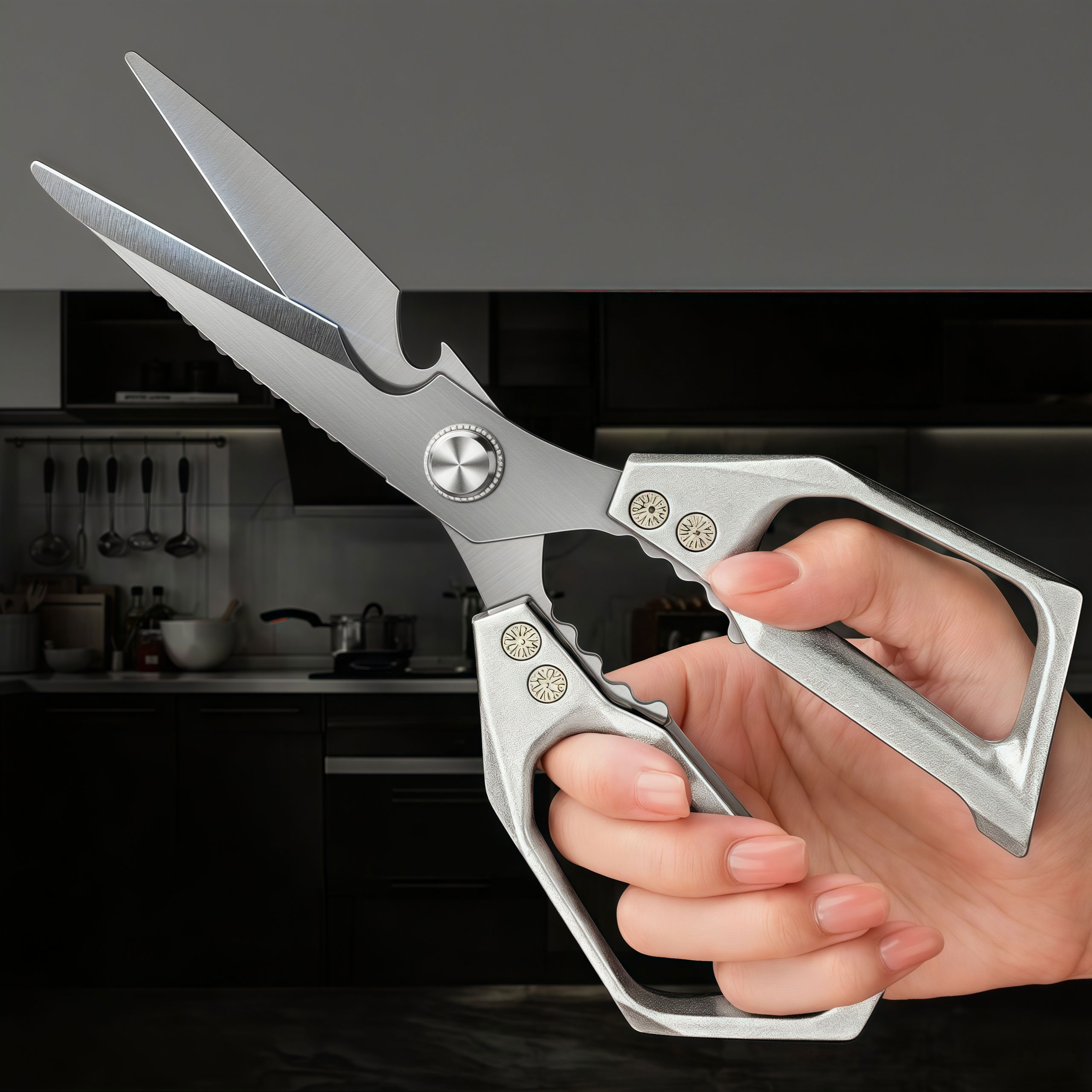 Stainless Steel Kitchen Shears, Multifunctional Kitchen Tools for Cutting Meat, Fish, Vegetables Food Scissors