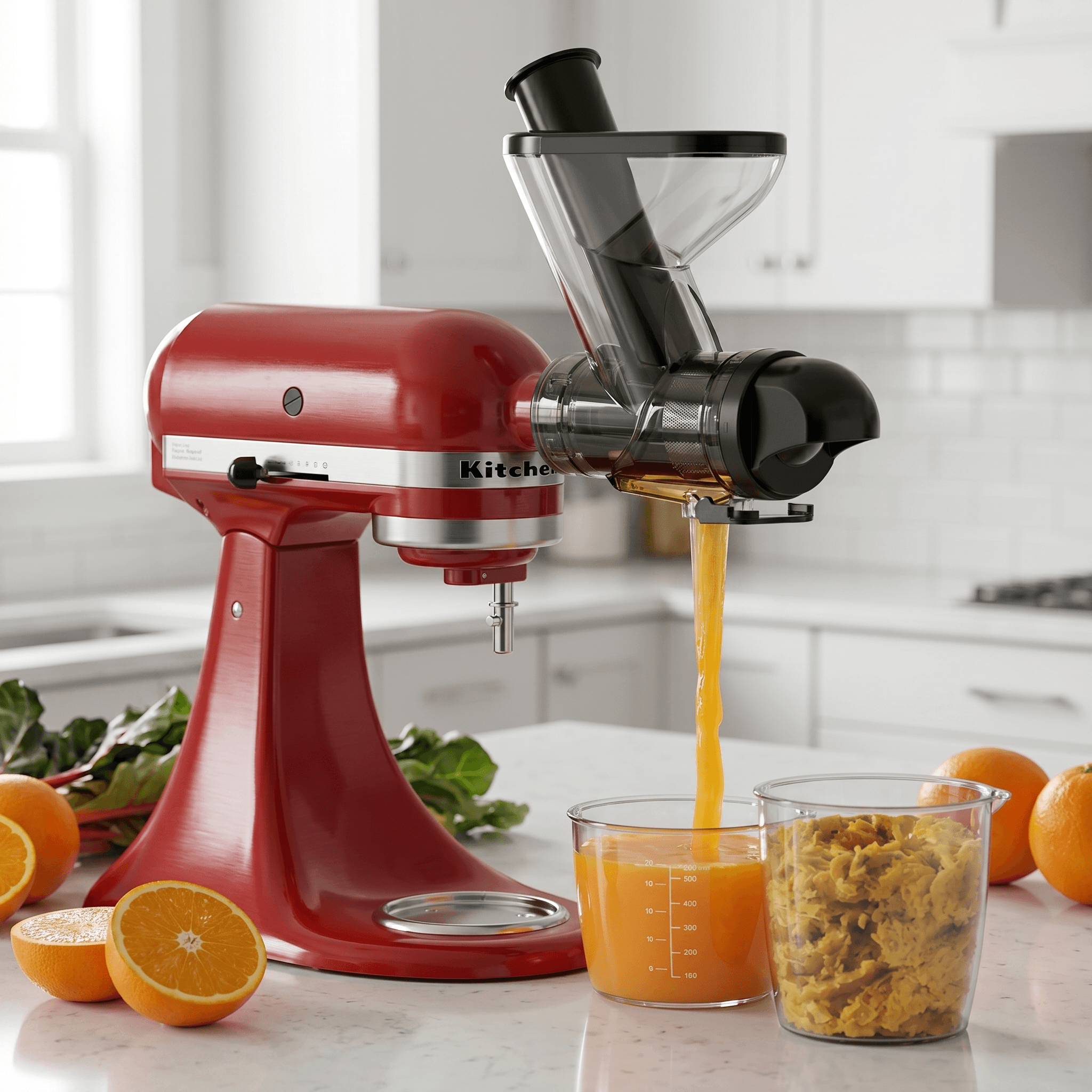 Masticating Juicer Attachment for KitchenAid Stand Mixer, Slow Cold Press Juicer Machine with Dual Feed Chute for Health