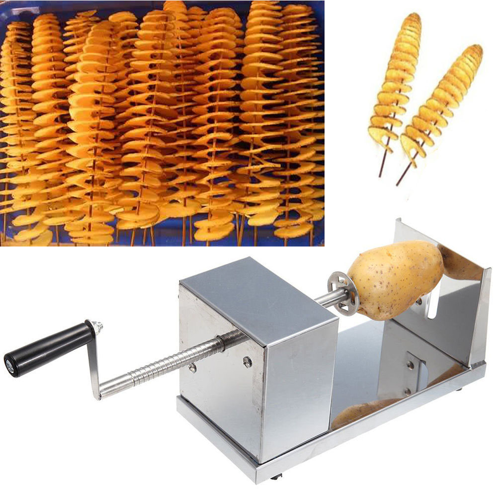 Spiral Potato Chips Maker & Apple Slicer Hand Crank Stainless Steel Cutter