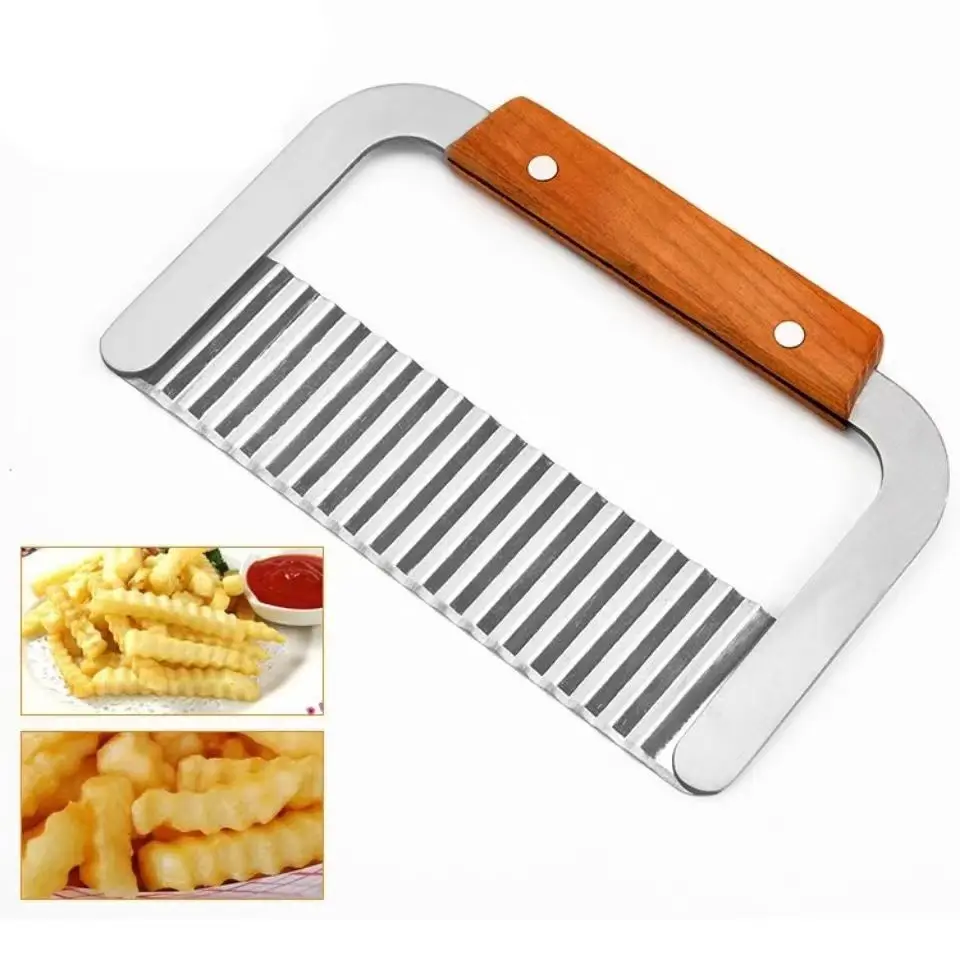 Stainless Steel Crinkle Cutter Wavy Potato & Vegetable Slicer for Fries and Chips