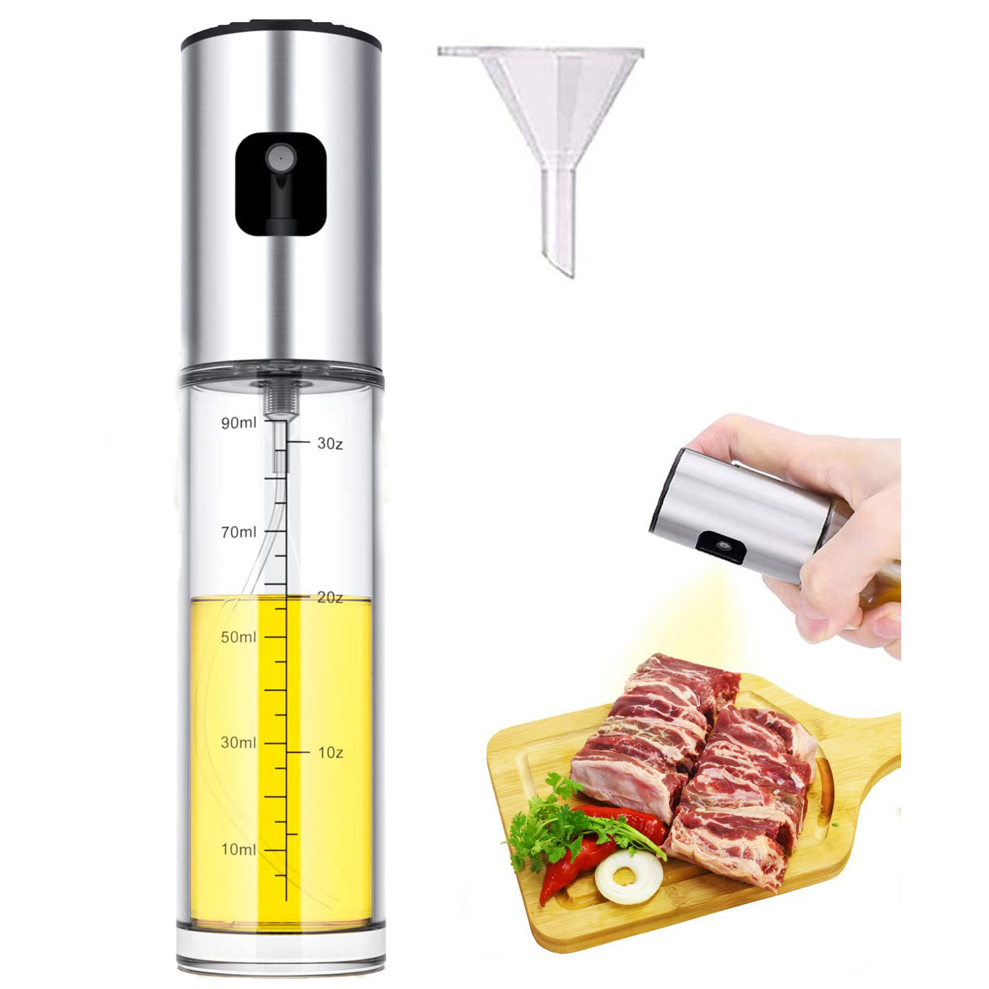 100ml Glass Oil Sprayer for Cooking Refillable Olive Oil Sprayer & Fine Mist Oil Mister