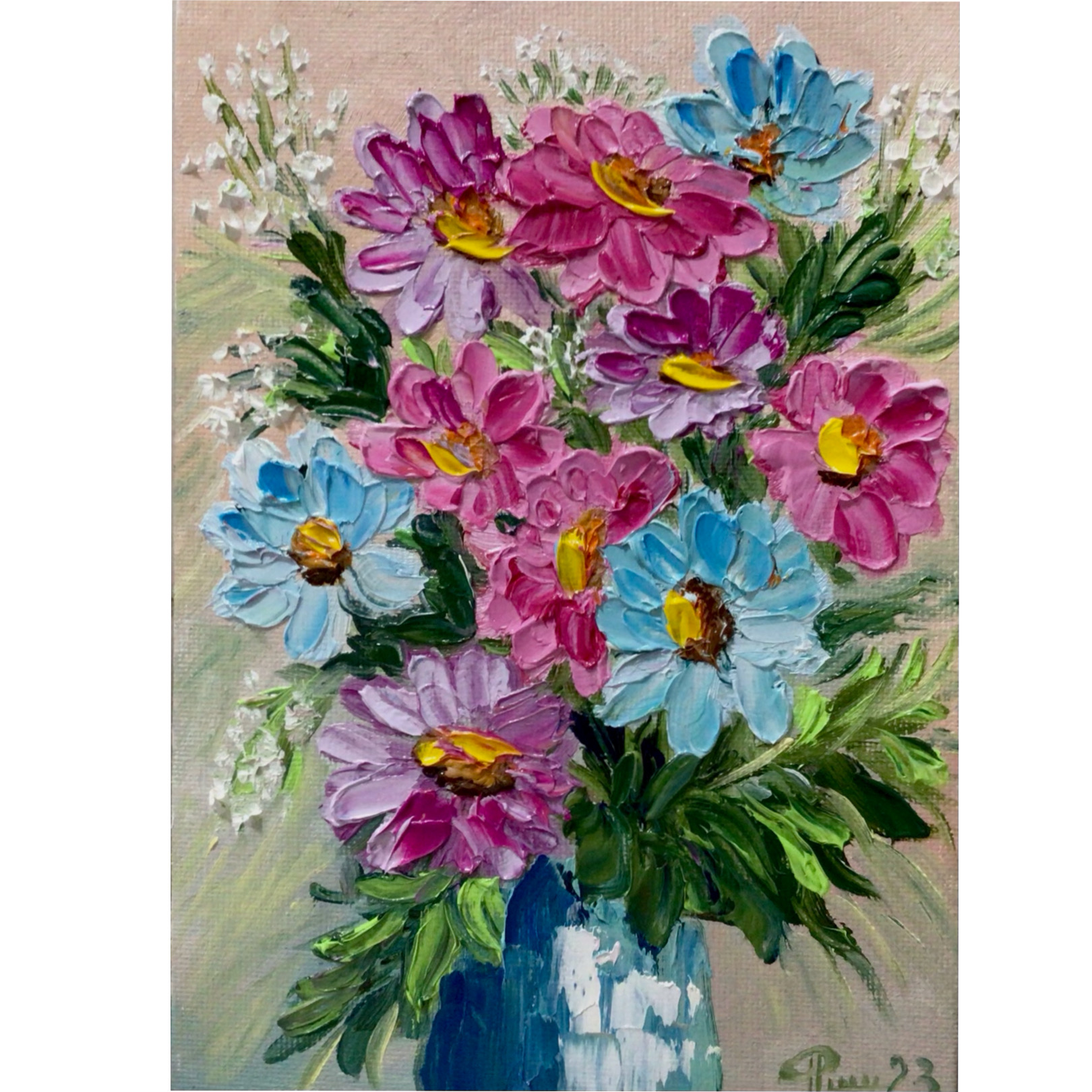 Daisy Painting Original Oil Artwork Flowers Art Small Painti | Inspire ...