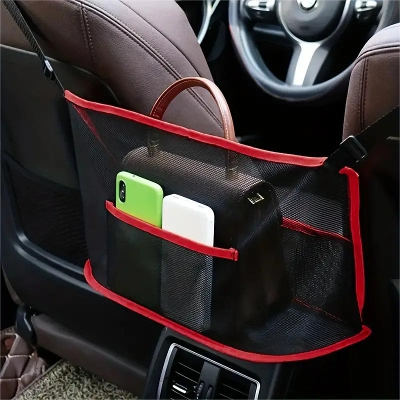 1pc Spacious Car Seat Mesh Bag for Dogs & Pets – Convenient Handbag Purse Clip Organizer with Back Seat Storage Net