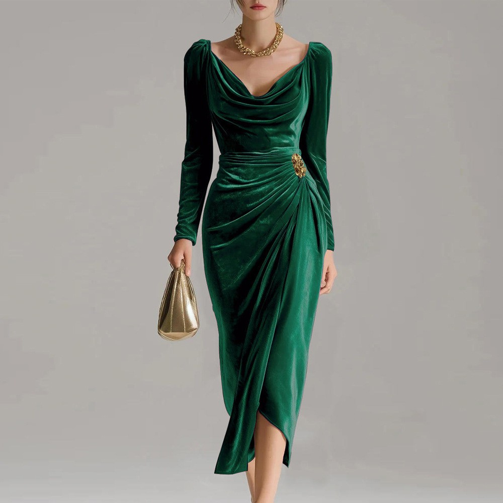 golden garden tulle mini dress Mac Duggal - Gold One Shoulder Metallic Burnout Velvet Evening Gown