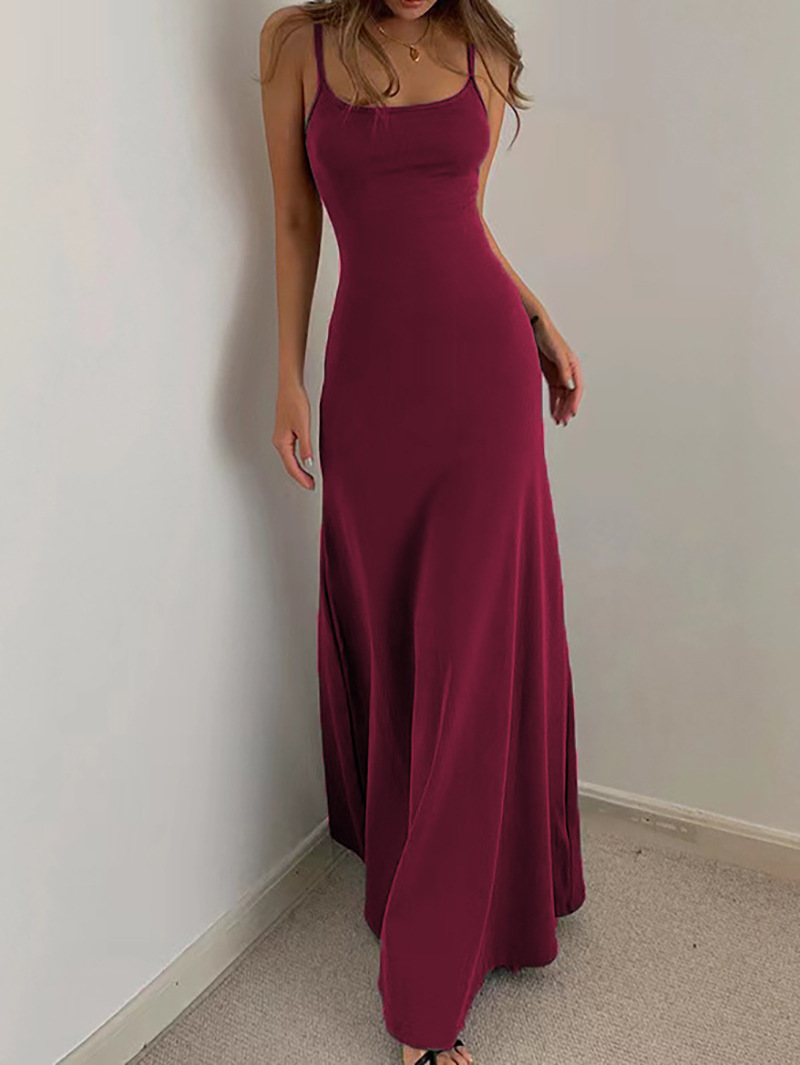 Waist Cinched High Skirt, Mid Length Vest Solid Color, Long Skirt Jumpsuit, European and American Style