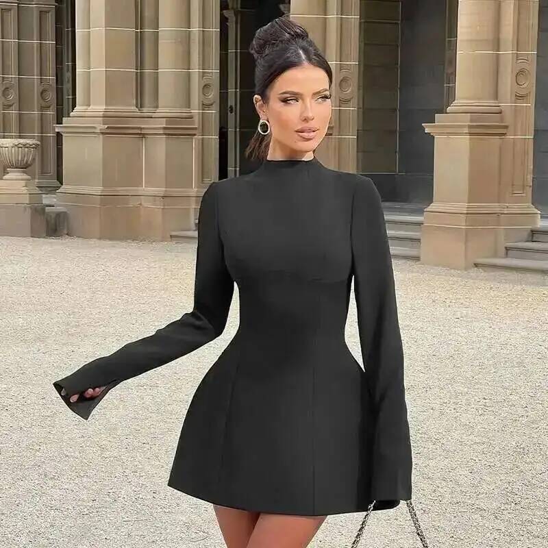 Off-shoulder Long Sleeve Sexy Mini Dress For Women Two Pocket Strapless Backless A-line Club Party Sexy Dress Elegant White / M Off-shoulder Long Sleeve Sexy Mini Dress For Women Two Pocket Strapless Backless A-line Club Party Sexy Dress Elegant White / M
