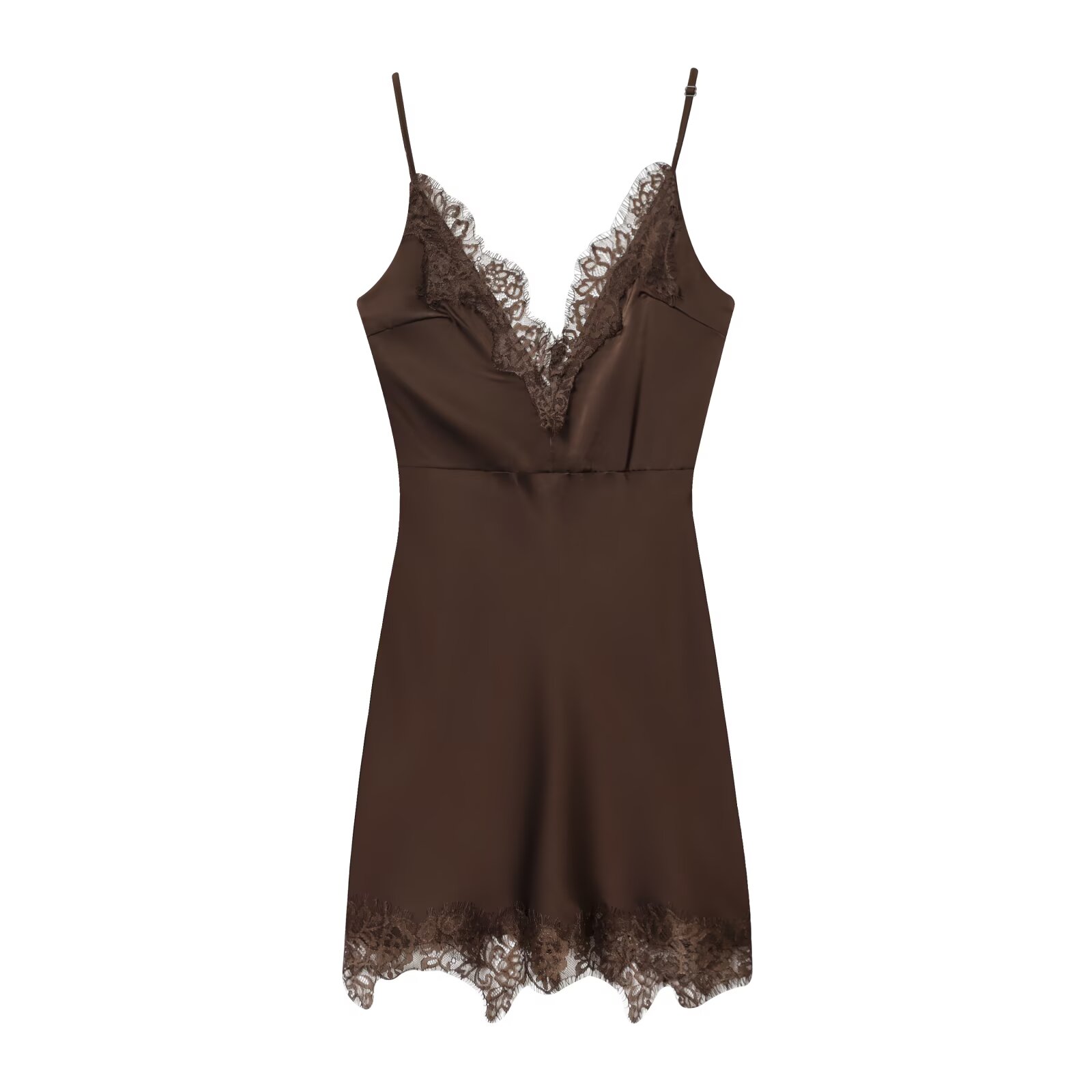 Women Lace Trim Cami Dress, Sleeveless Deep V Neck, Sexy Fashionable Chic Outfit for Stylish Women