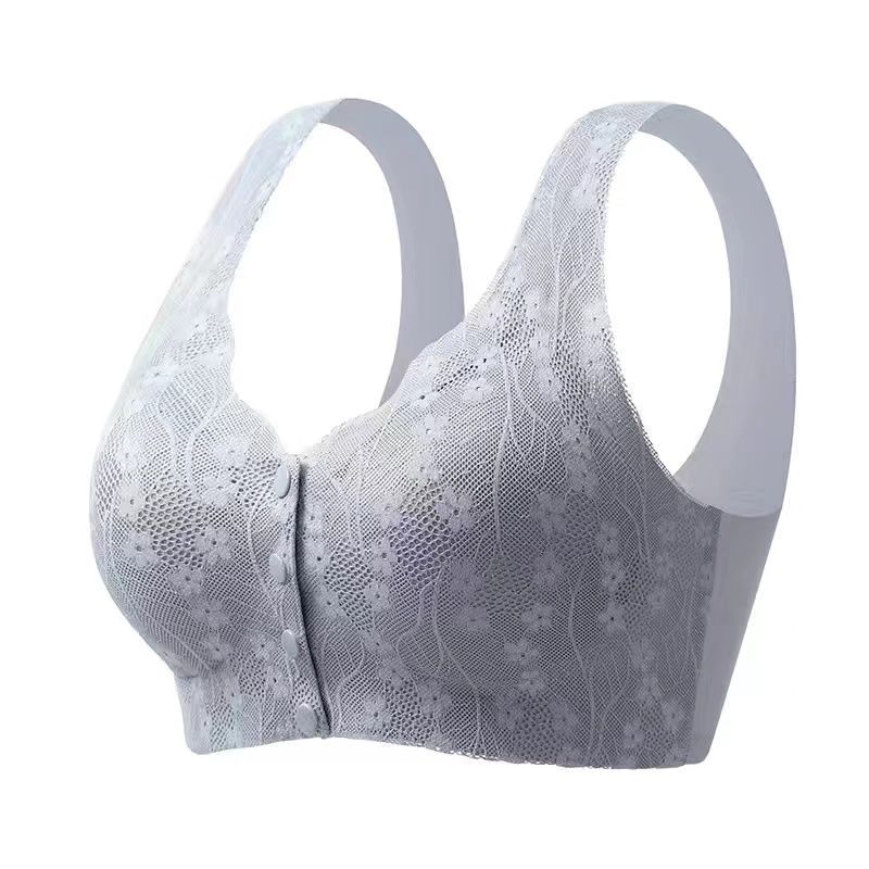 Plus Size Front Closure Lace Wireless Bra Comfortable Seamless Bralette