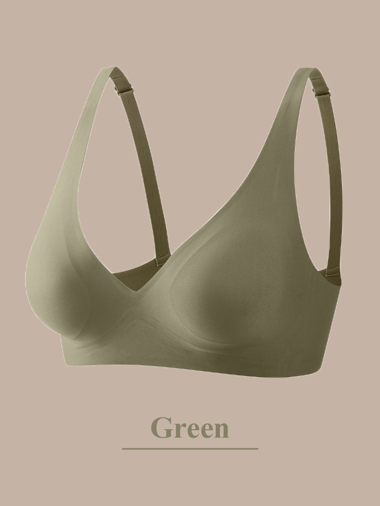 Seamless Deep V Push Up Bra for Women – Wireless Padded Bralette with Beauty Back Support