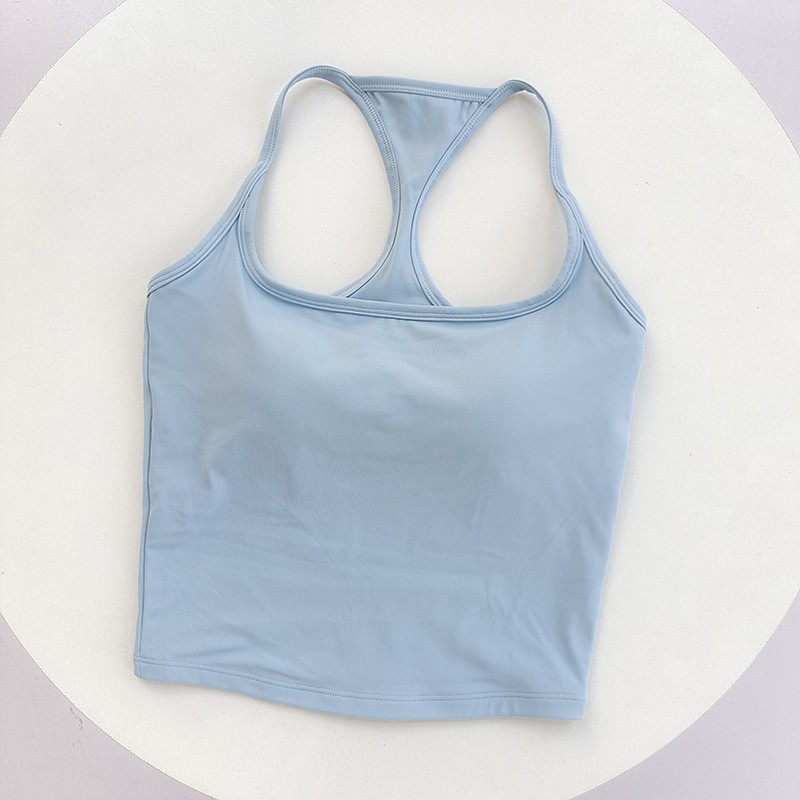 Women's Color Block Backless Yoga Tank Top with Built In Support