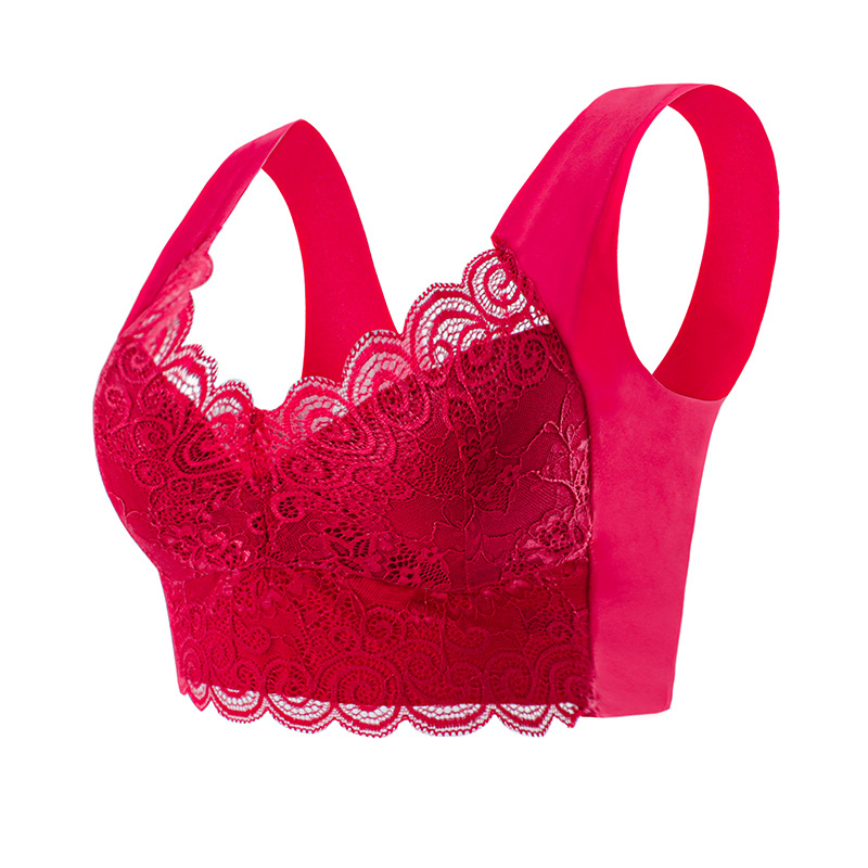 Plus Size Lace Wireless Bralette Comfort Lift Push Up Bra