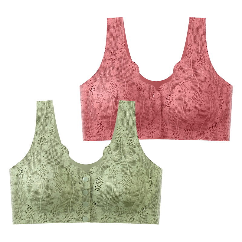 FallSweet Lace Front Wireless Bra Plus Size Bralette Comfort & Seamless Fit