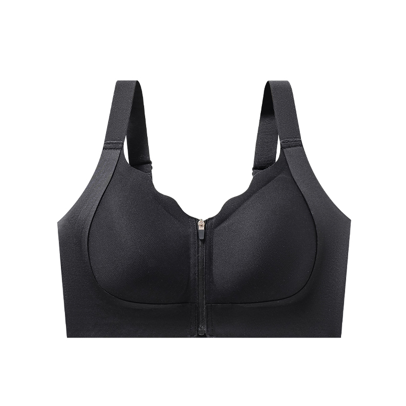 ComfortFit Zip Front Wireless Sports Bra Seamless Push Up Bralette