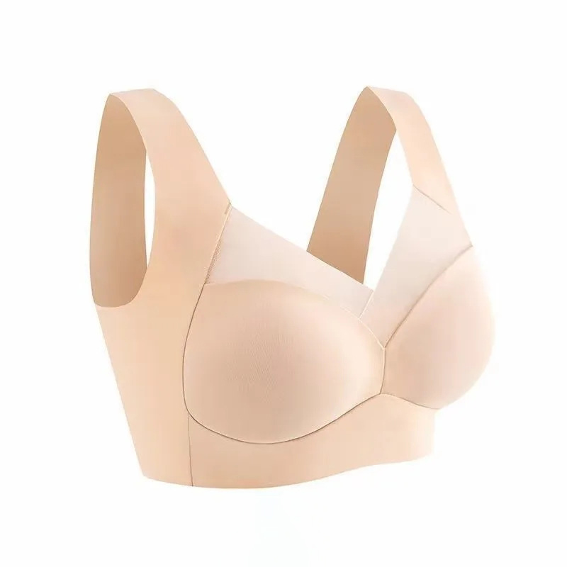 Plus Size Seamless Backless Bralette – Comfort Wireless Mesh Support Bra