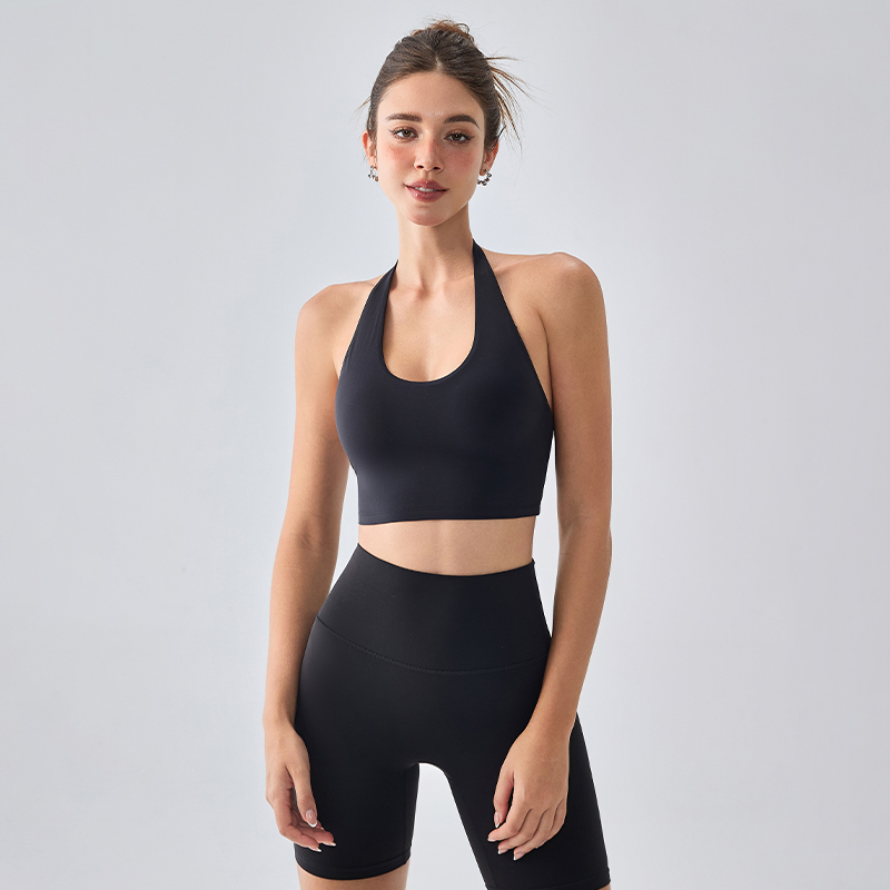 Premium Halter Neck Sports Bra Tank Top – Breathable Backless Sport Bra with Chest Pad for Gym & Yoga