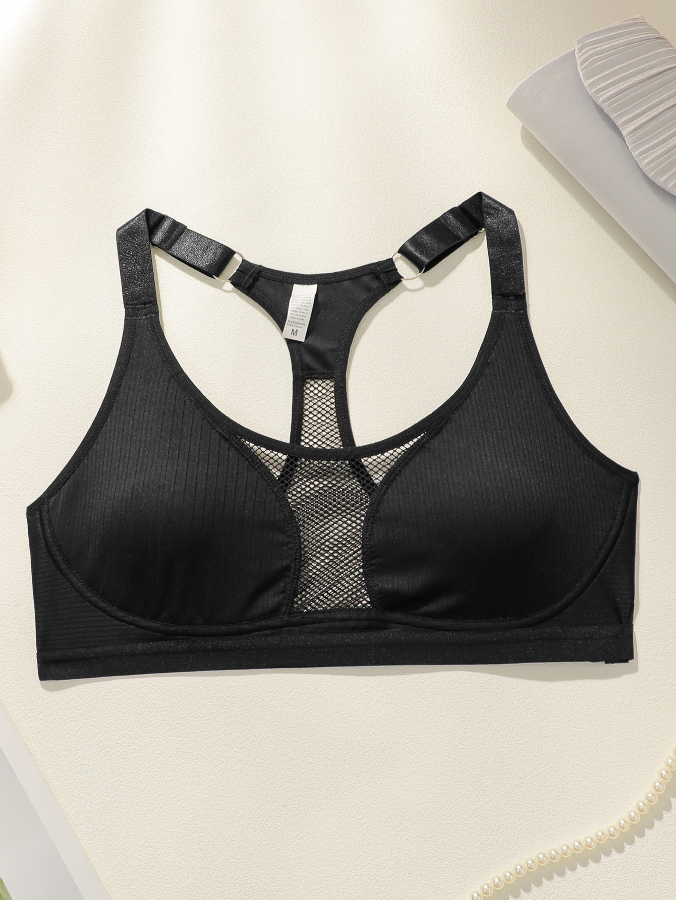 Breathable Mesh Wireless Sports Bra Seamless Vest Style Workout Top