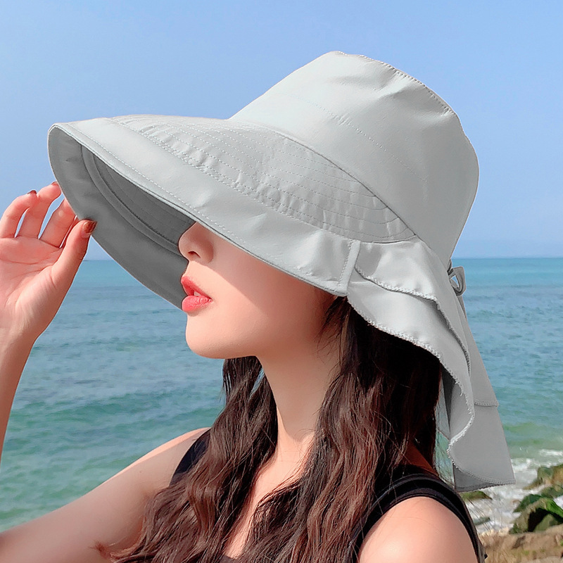 Womens Wide Brim Neck Protection Sun Hat Breathable Foldable Outdoor Cap