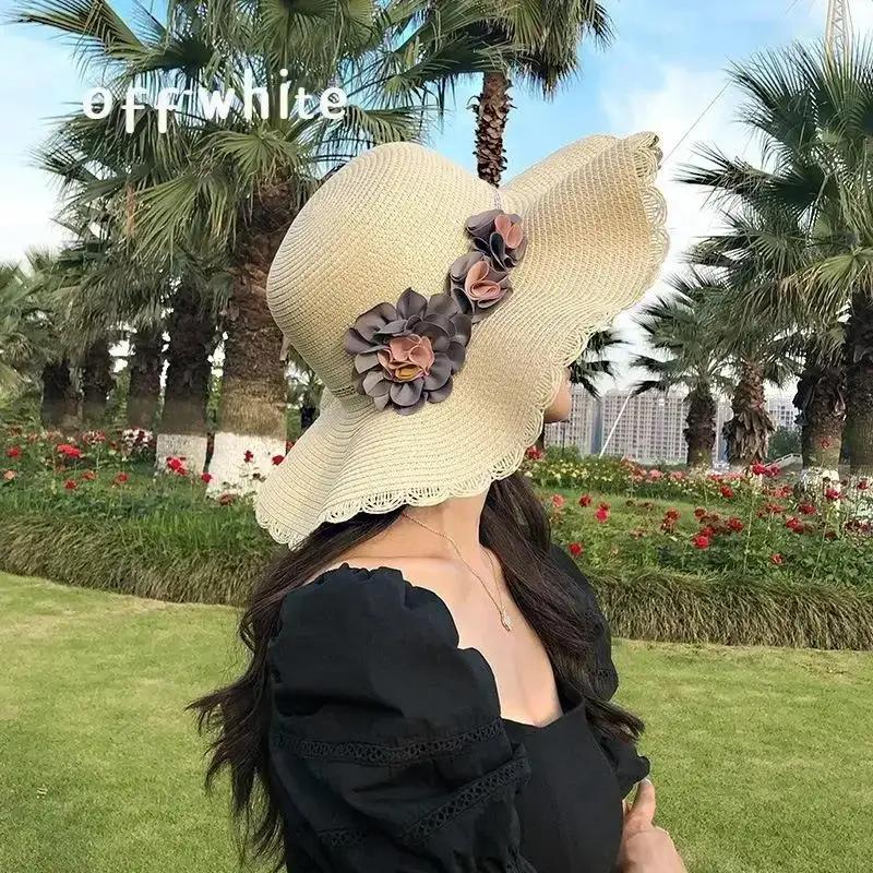 Style Summer Floral Sun Hat Breathable Wide Brim Beach Hat for Women and Girls