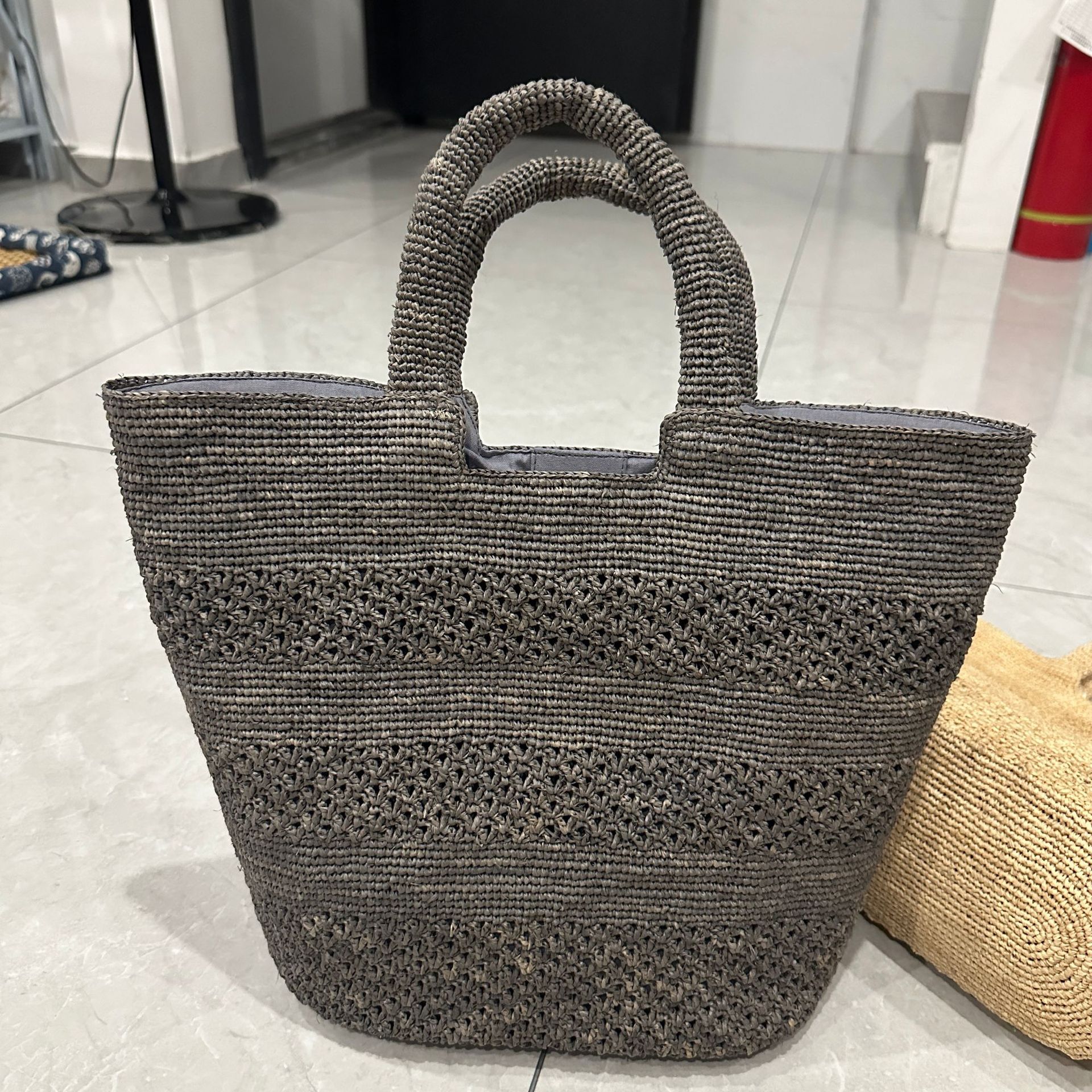 Oversized Raffia Woven Tote Bag - Handmade Large Straw Vacation Handbag