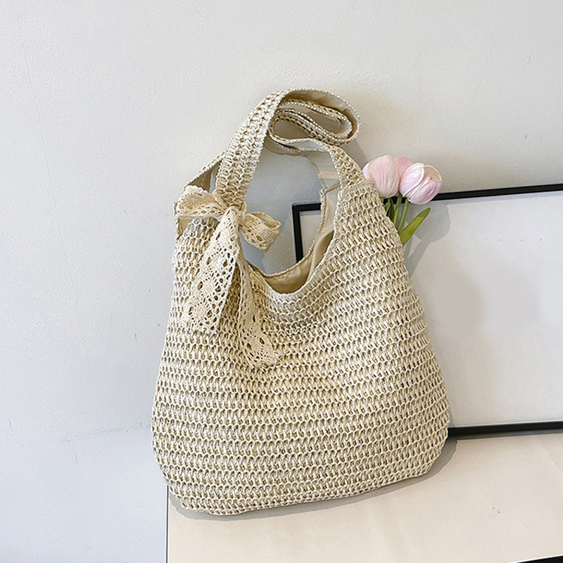 Large Woven Straw Beach Bag: Casual Summer Rattan Tote