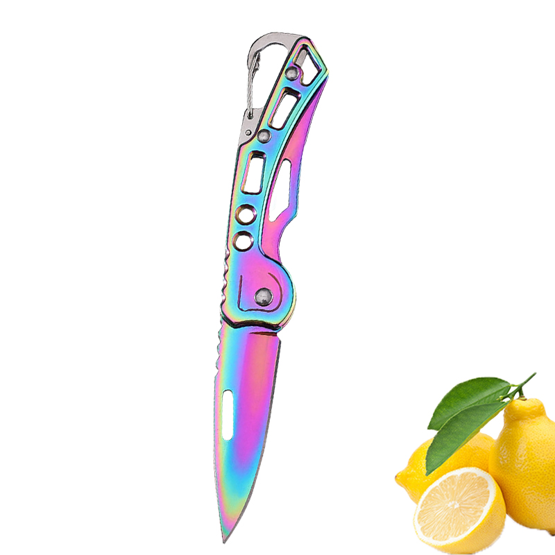 Folding Fruit Knife, Stainless Steel Pocket Knife, Keychain, Non-slip Handle, Household Small Knife
