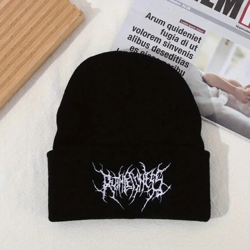 Warm Women Men Winter Beanies Hats, Gothic Street Punk Bonnet, Acrylic Fashion Skullies, Knitted Caps Keep Warm